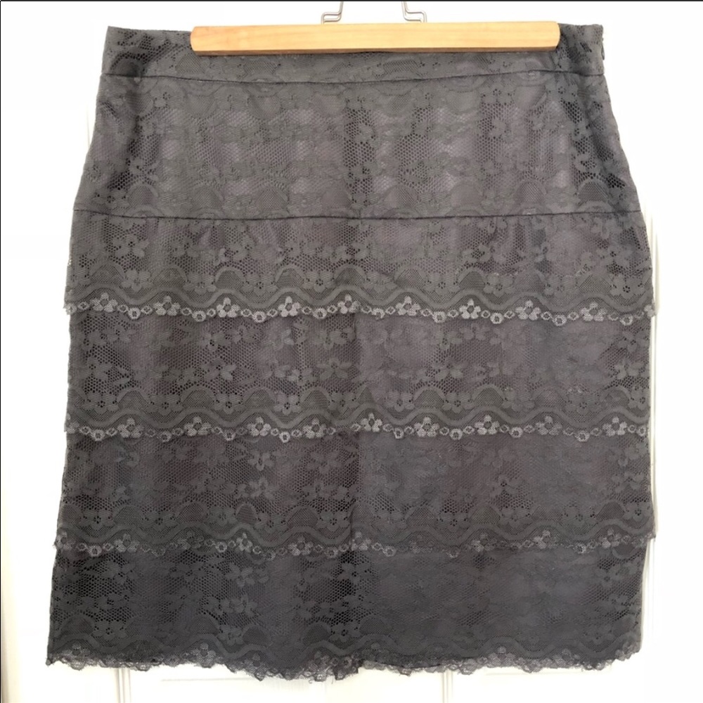 Lace Tier Gray Skirt Sz 12